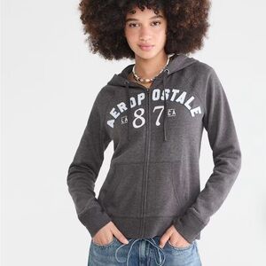 Aeropostale Charcoal Gray '87 Zip Hoodie for Women